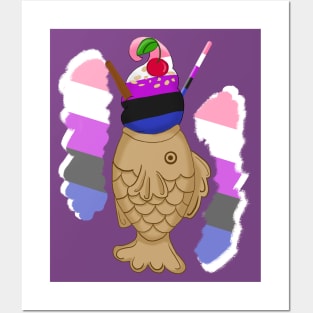 Pride Taiyaki design, 2nd wave (genderfluid) Posters and Art